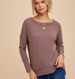 Miss Bliss Baby Thermal Knit Top-Mocha
