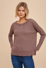 Miss Bliss Loom Baby Thermal Knit Top-Mocha