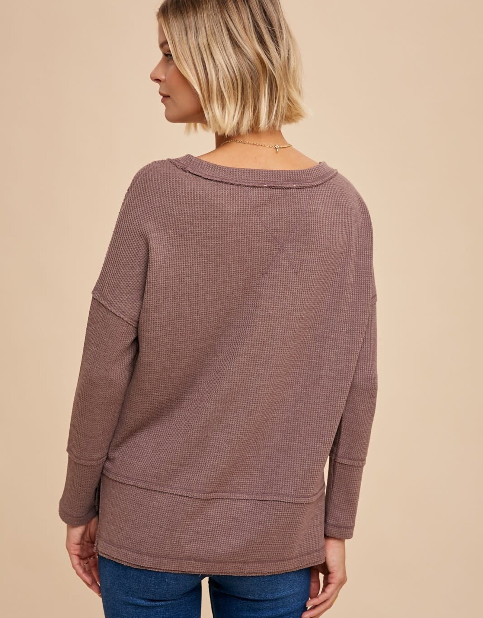 Miss Bliss Loom Baby Thermal Knit Top-Mocha