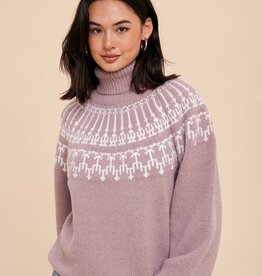 Miss Bliss Fair Aisle Turtleneck Sweater-Cashmere