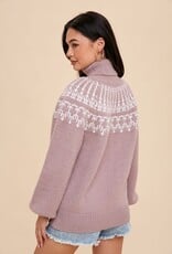 Miss Bliss Loom Fair Aisle Turtleneck Sweater-Cashmere
