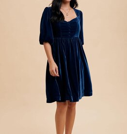 Miss Bliss Sweetheart Velvet Mini Dress-Emerald