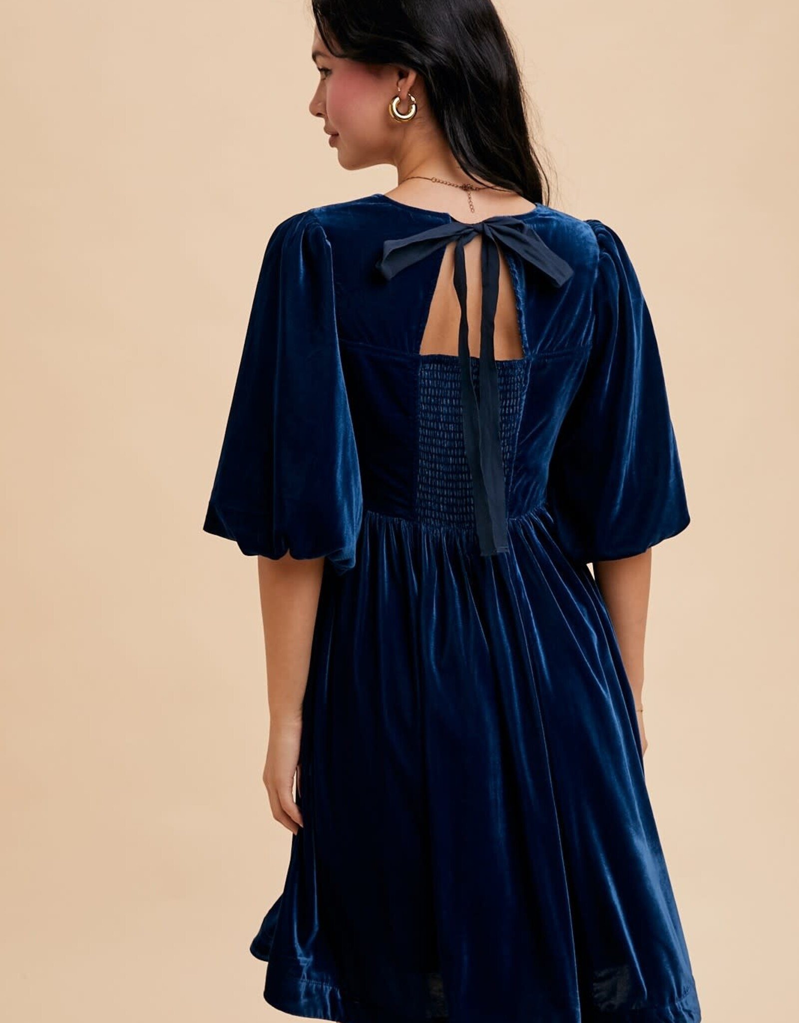 Miss Bliss Loom Sweetheart Velvet Mini Dress-Emerald