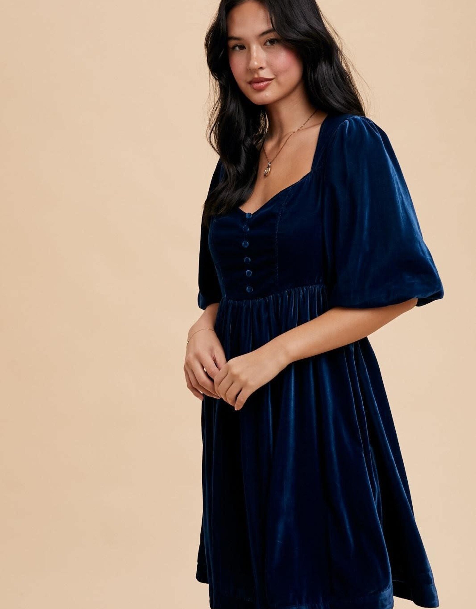 Miss Bliss Loom Sweetheart Velvet Mini Dress-Emerald