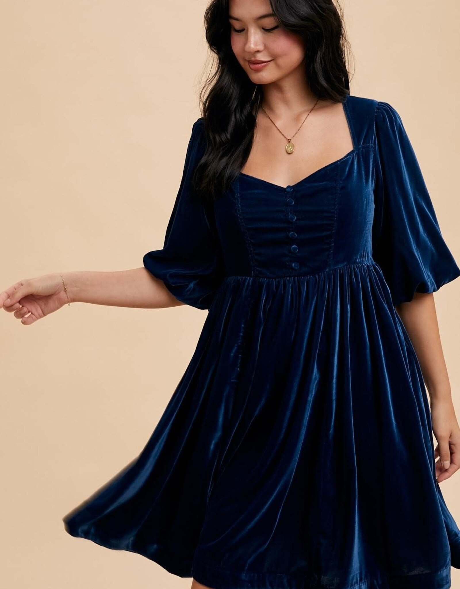 Miss Bliss Loom Sweetheart Velvet Mini Dress-Emerald