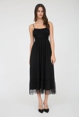 Miss Bliss Blu Polka Dot Tulle Strap Midi Dress-Black