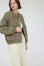 Blu Washed Quilted Button Down Jacket-Olive