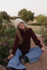 Miss Bliss ISL Cotton Glitz Ls Sweater-Burgundy