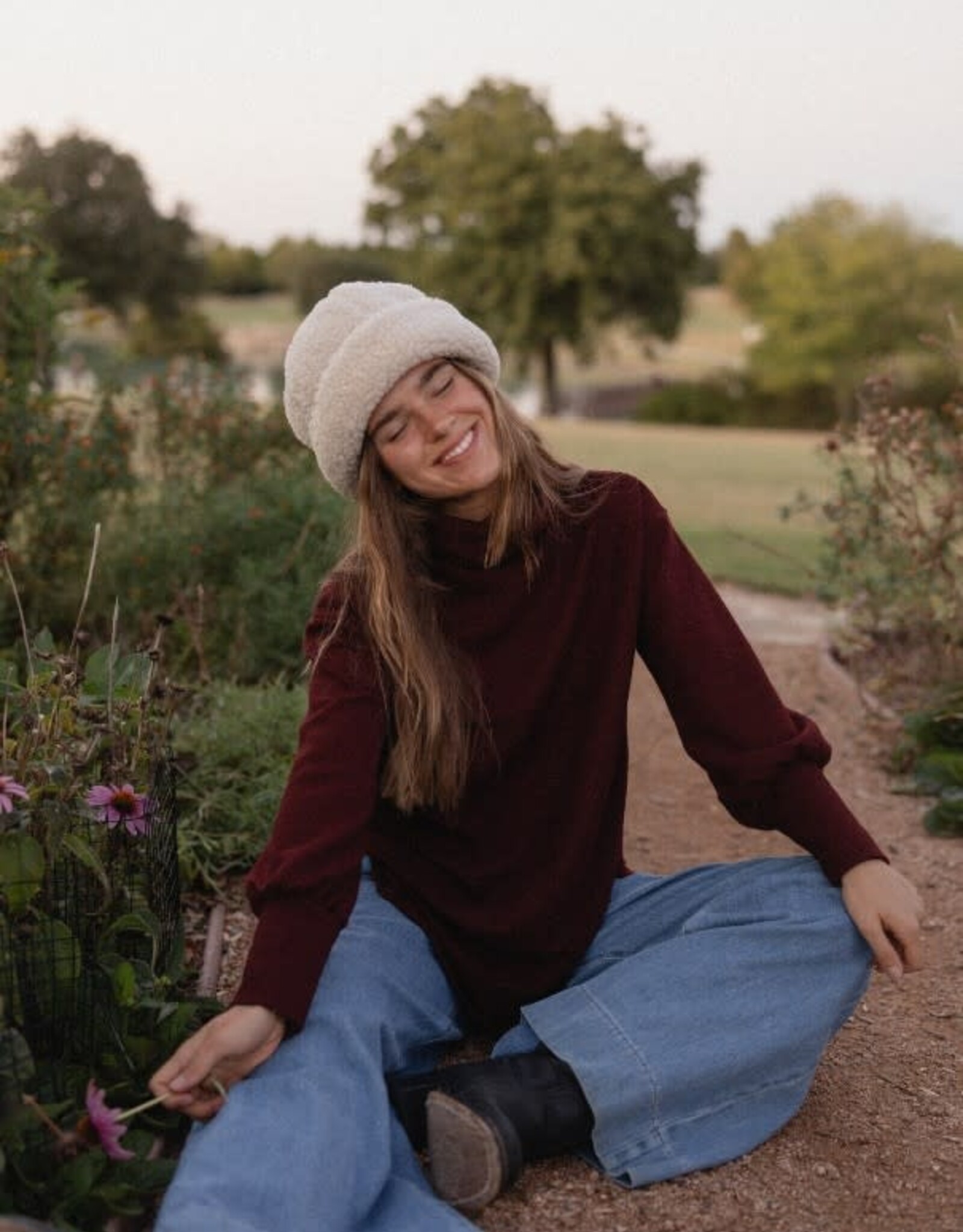 Miss Bliss ISL Cotton Glitz Ls Sweater-Burgundy