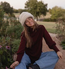 Miss Bliss Cotton Glitz Ls Sweater-Burgundy