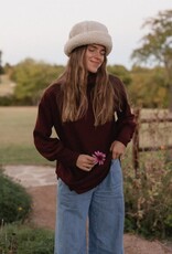 Miss Bliss ISL Cotton Glitz Ls Sweater-Burgundy