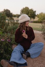 Miss Bliss ISL Cotton Glitz Ls Sweater-Burgundy