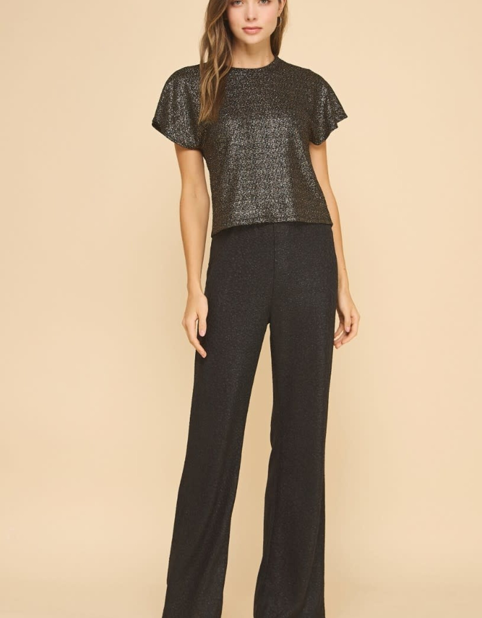 Miss Bliss ISL Shimmery Maine Cap Slv Top-Gold