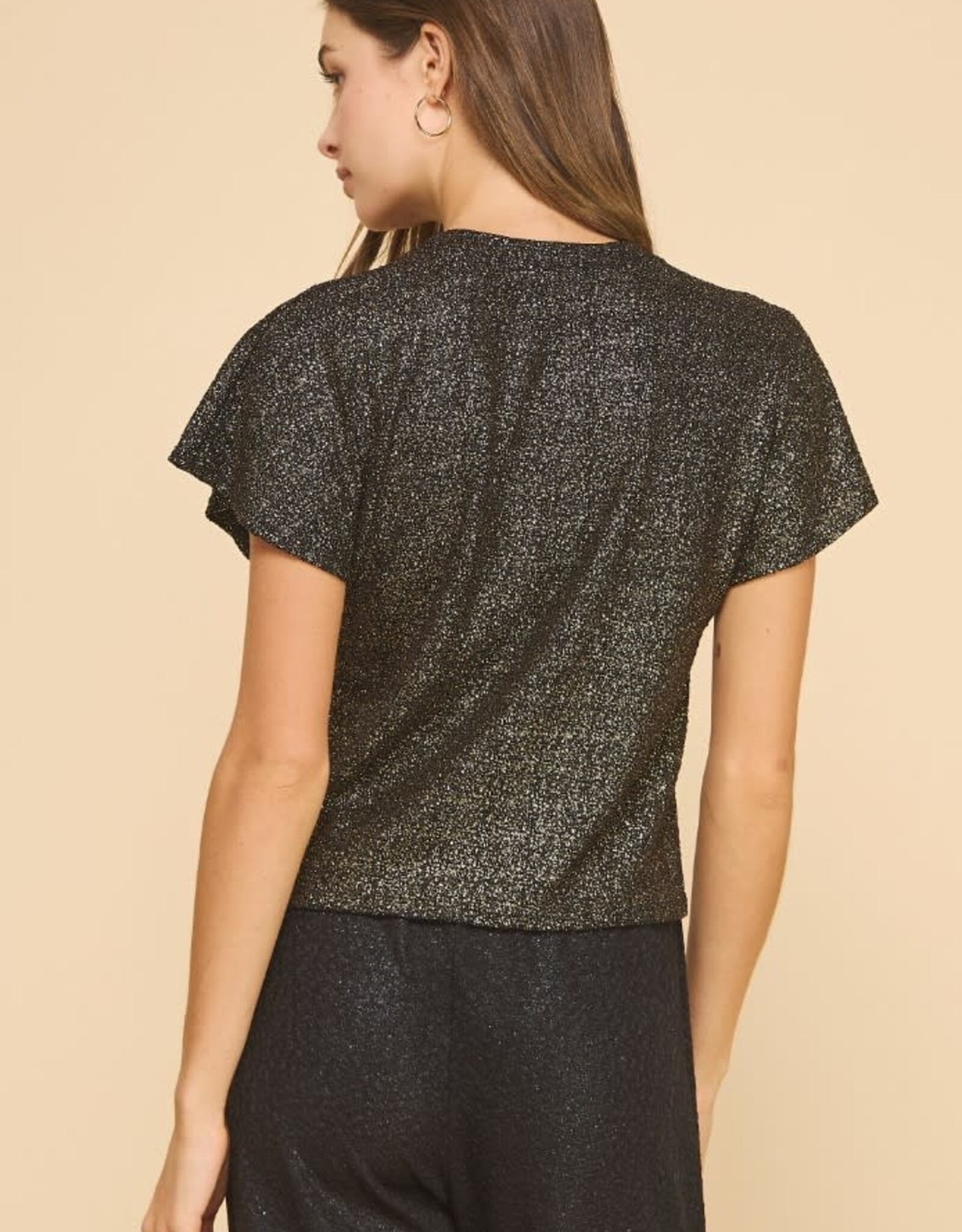 Miss Bliss ISL Shimmery Maine Cap Slv Top-Gold