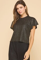 Miss Bliss ISL Shimmery Maine Cap Slv Top-Gold