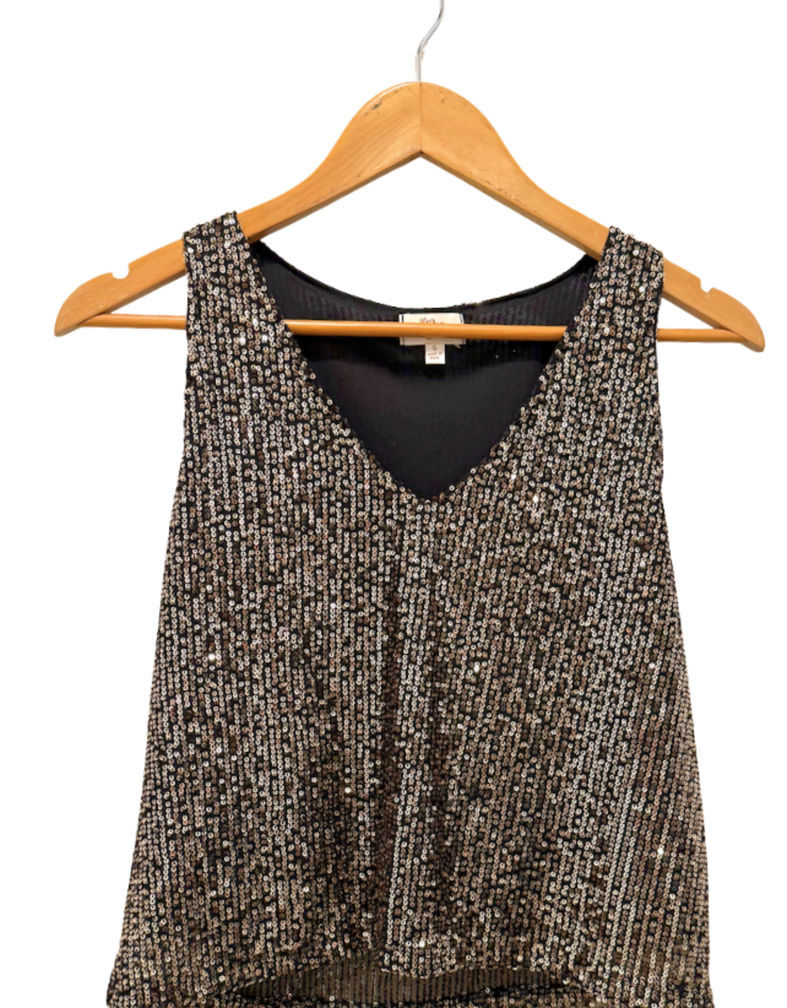 Miss Bliss ILS Shining Star Sequin Top-Black/Gold