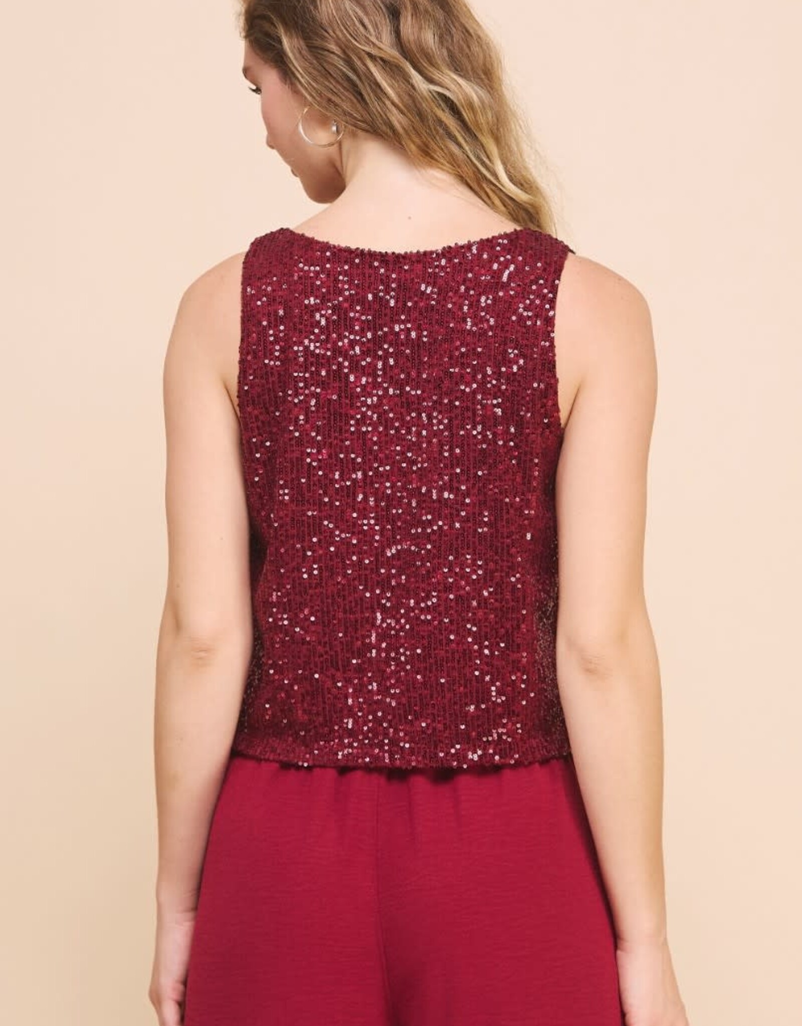 Miss Bliss ILS Shining Star Sequin Top-Red