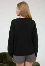 Miss Bliss Blu Ice Skate Jacquard Knit Pullover-Black