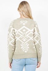 Miss Bliss Dream Snowflake Pattern Sweater-Sage