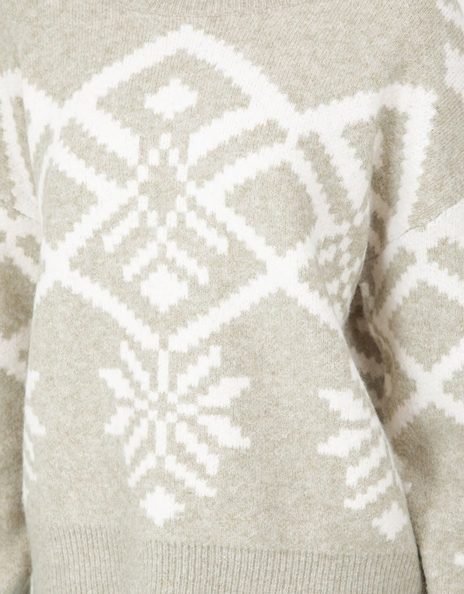 Miss Bliss Dream Snowflake Pattern Sweater-Sage
