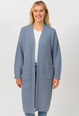 Miss Bliss Dream Long Knit Cardigan W Pockets-Blue