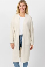 Miss Bliss Dream Long Knit Cardigan W Pockets-Ivory