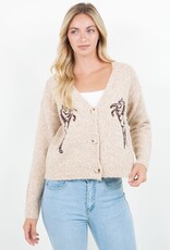 Miss Bliss Dream Prancing Horse Cardigan-Taupe