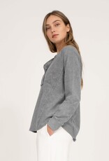 Miss Bliss M&E Henley Raglan LS Washed Top-Charcoal