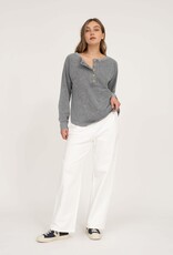 Miss Bliss M&E Henley Raglan LS Washed Top-Charcoal