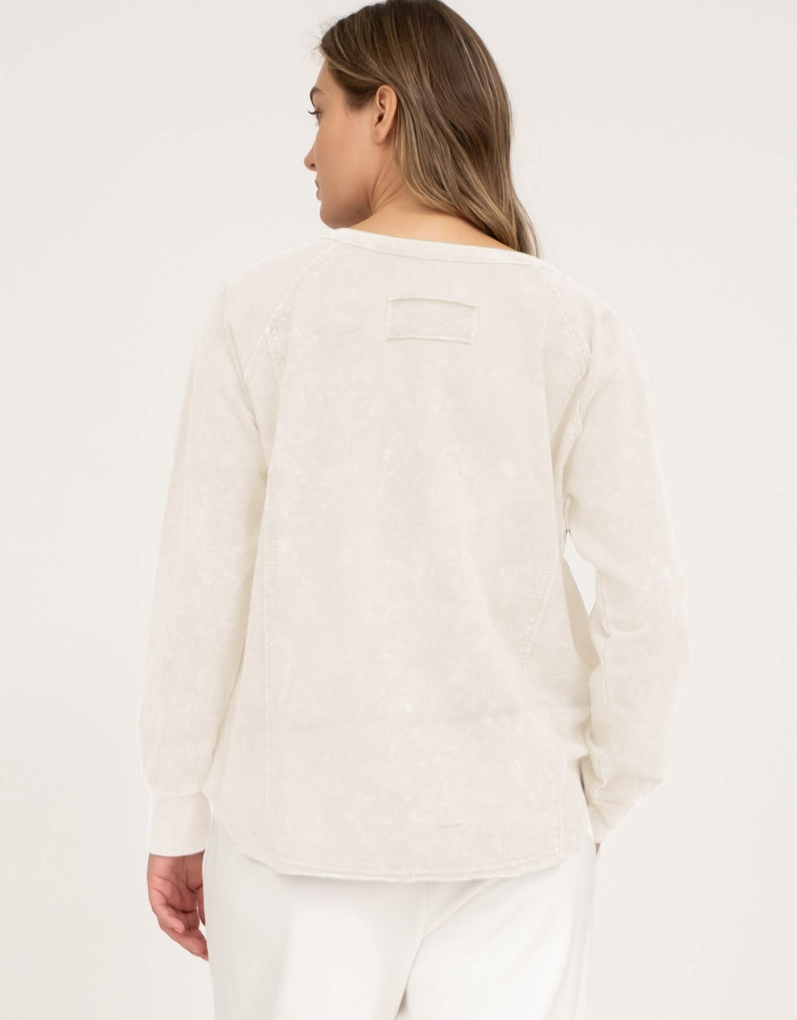 Miss Bliss M&E Henley Raglan LS Washed Top-Ivory
