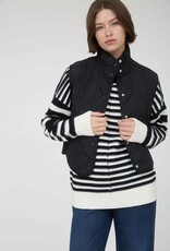 Miss Bliss M&E Snap Button Quilted Puffer Vest-Black