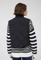 Miss Bliss M&E Snap Button Quilted Puffer Vest-Black