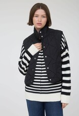 Miss Bliss M&E Snap Button Quilted Puffer Vest-Black