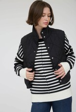 Miss Bliss M&E Snap Button Quilted Puffer Vest-Black