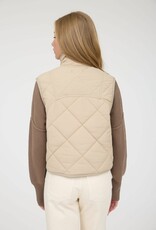 Miss Bliss M&E Snap Button Quilted Puffer Vest-Khaki