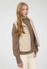 Miss Bliss M&E Snap Button Quilted Puffer Vest-Khaki