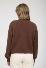 Miss Bliss M&E Checkered Toggle Btn Dwn Knit Cardigan-Brown