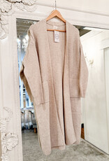Miss Bliss Dream Long Knit Cardigan W Pockets-Taupe