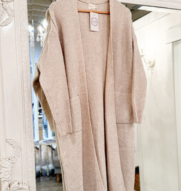 Miss Bliss Its Back! Dreamers Long Knit Cardi-Taupe