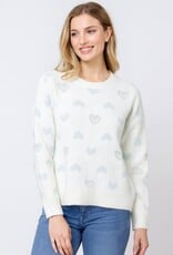 Miss Bliss Dream Beaded Hearts Pullover-Ivory