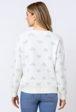 Miss Bliss Dream Beaded Hearts Pullover-Ivory