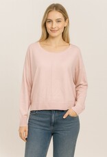 Miss Bliss Dream Seam Front Round Neck Pullover-Pink Quarts
