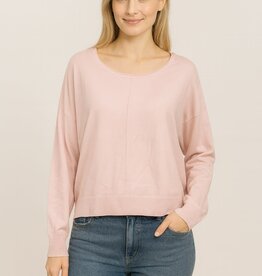 Miss Bliss Dream Seam Front Round Neck Pullover-Pink Quarts