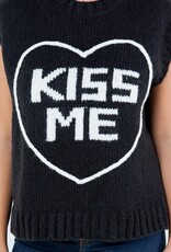 Miss Bliss Dream Kiss Me Sweater Top-Black