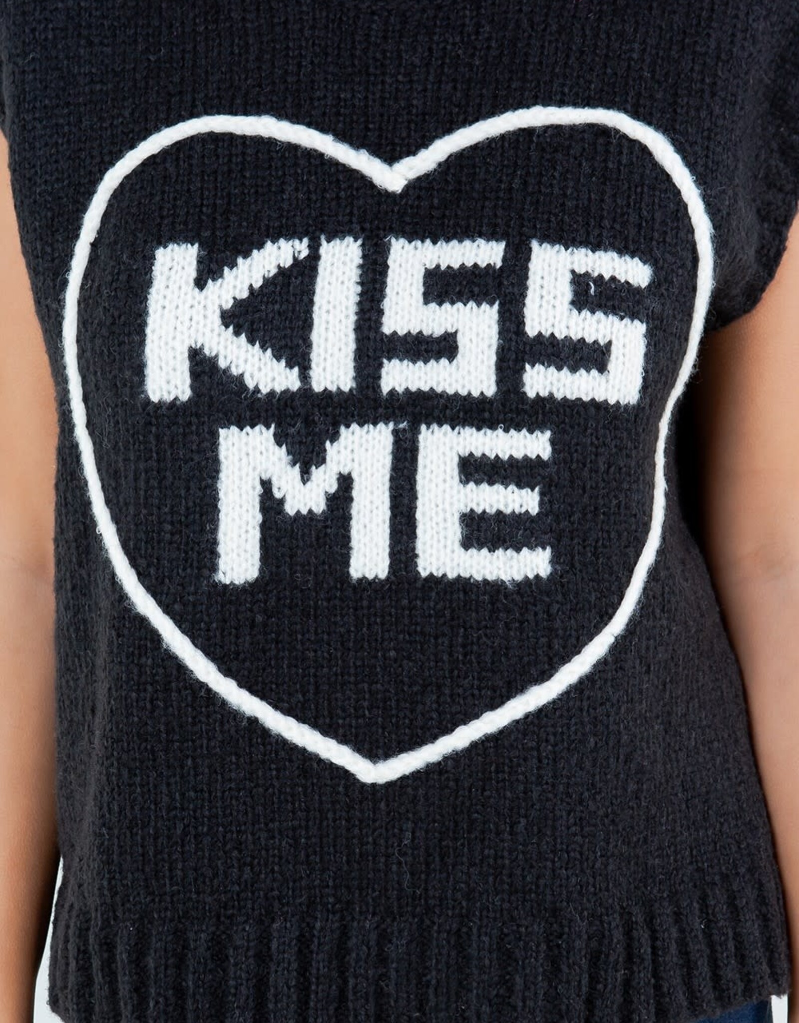 Miss Bliss Dream Kiss Me Sweater Top-Black