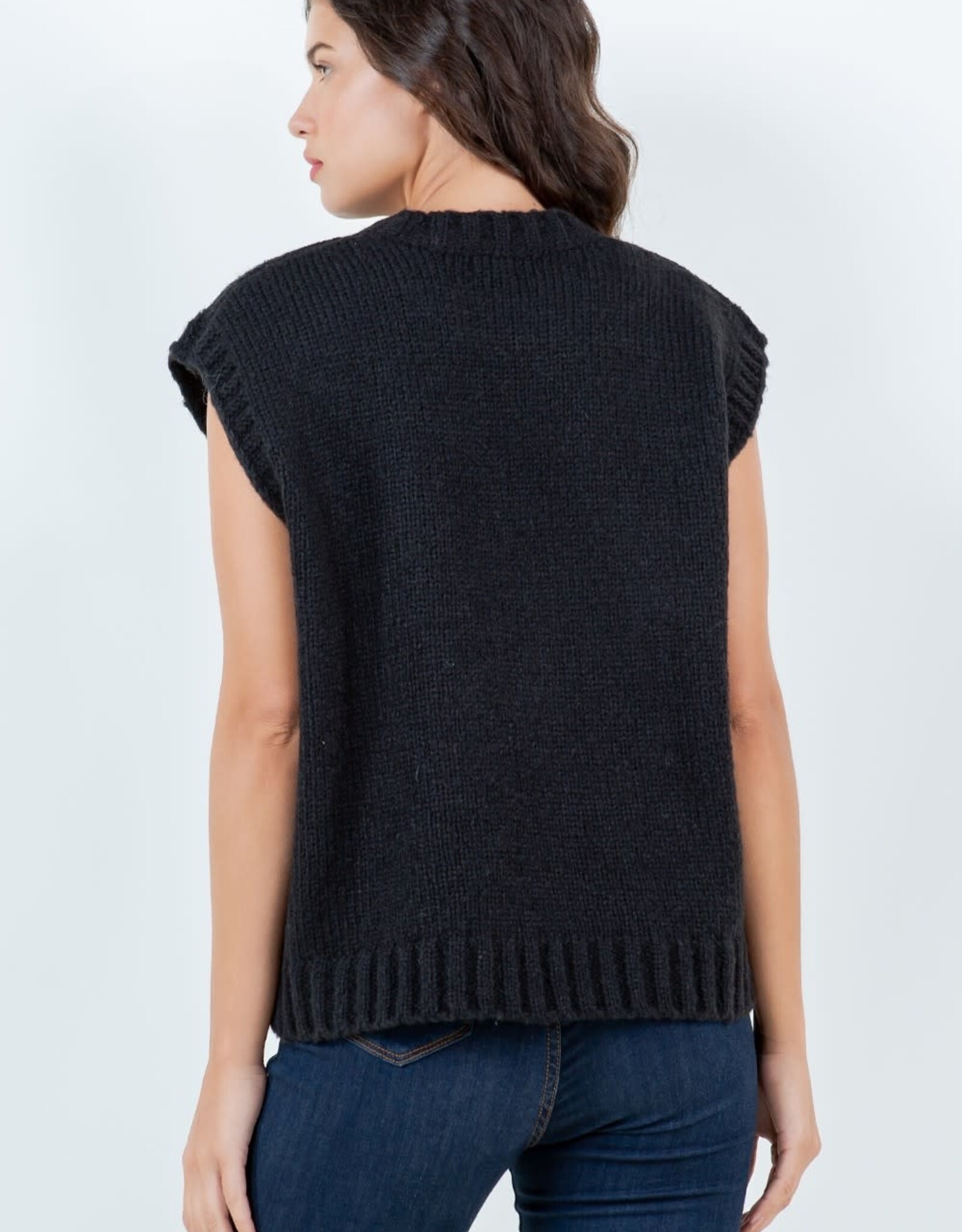 Miss Bliss Dream Kiss Me Sweater Top-Black