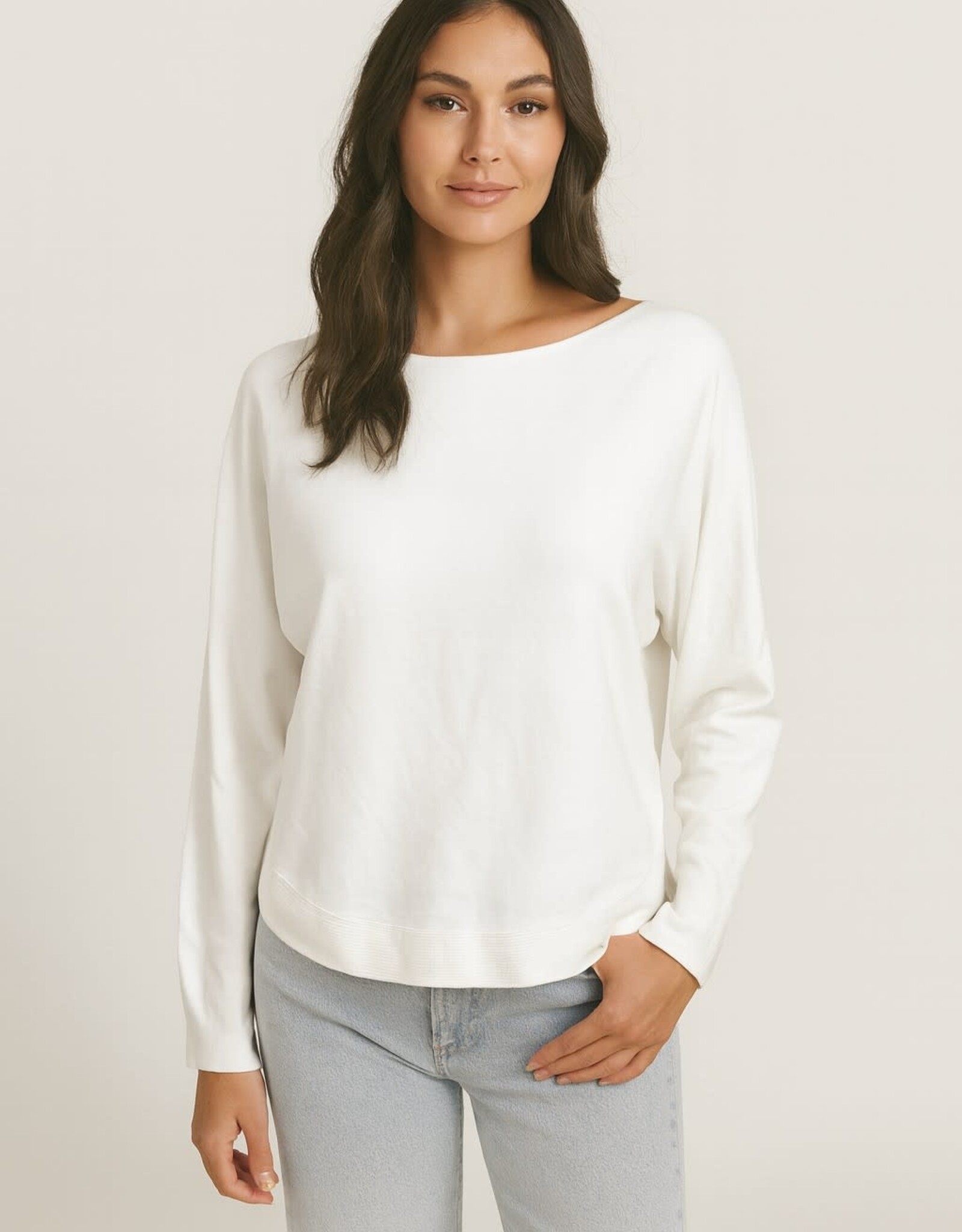 Miss Bliss Dream Boatneck Pullover Sweater-Off White