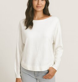 Miss Bliss Dream Boatneck Pullover Sweater-Off White