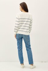Miss Bliss BC Drop Shldr Heather Striped LS Sweater-Denim/Iv