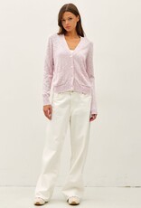 Miss Bliss BC Cotton Slub Button Up Cardigan-Lilac